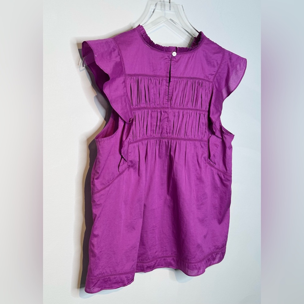 Rails Filomena Berry Purple Cotton Ruffle Sleeve Top Shirt Blouse - Picture 8 of 15